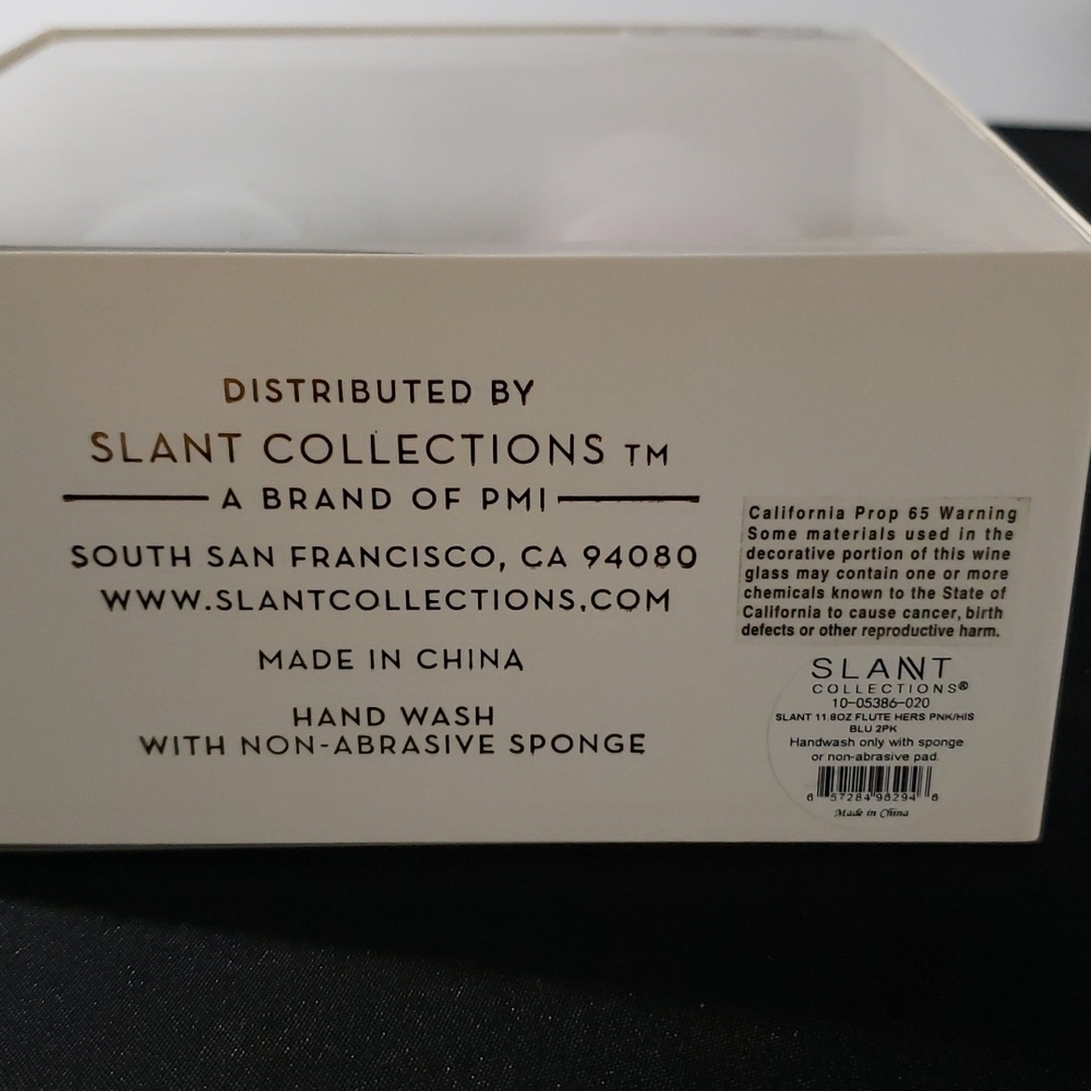 NEW- Set of 2 Flute Glasses by Slant, His & Hers, 10 oz - Picture 5 of 5